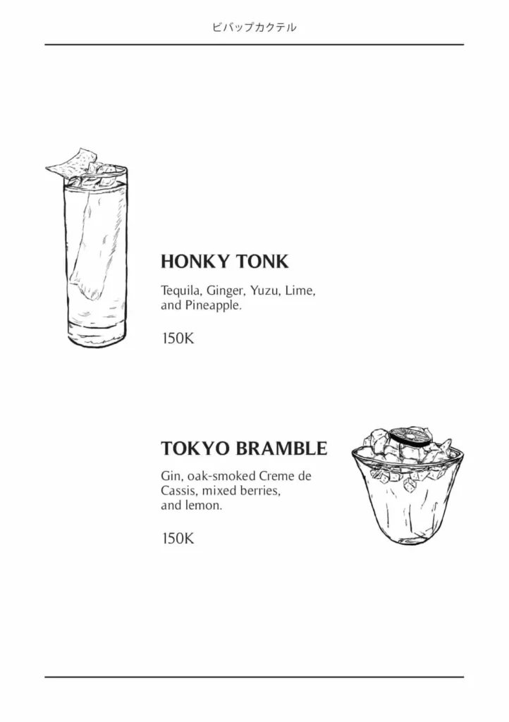 BEBOP Senopati Menu