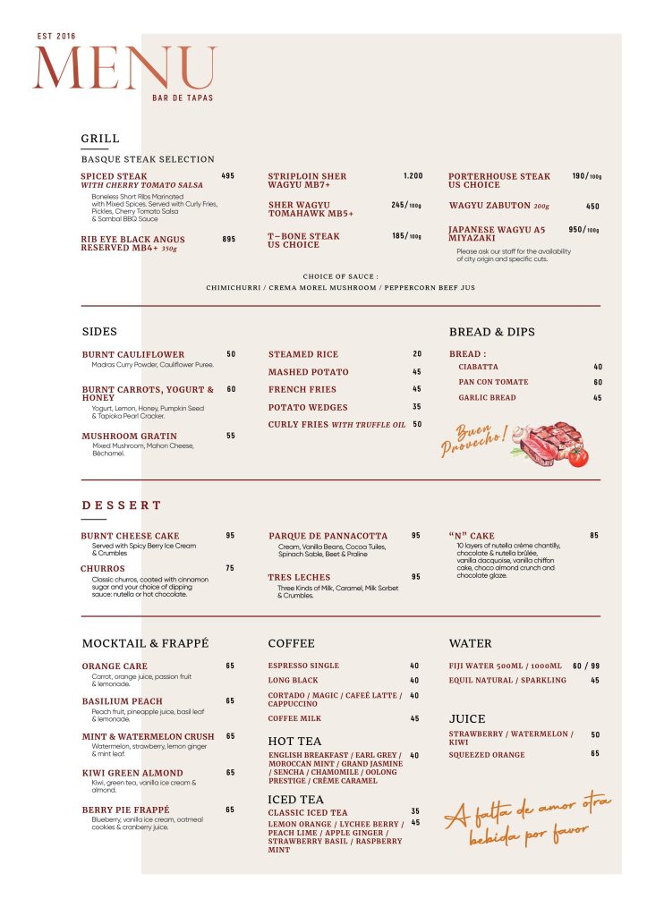 menu dinner basque de tapas jakarta