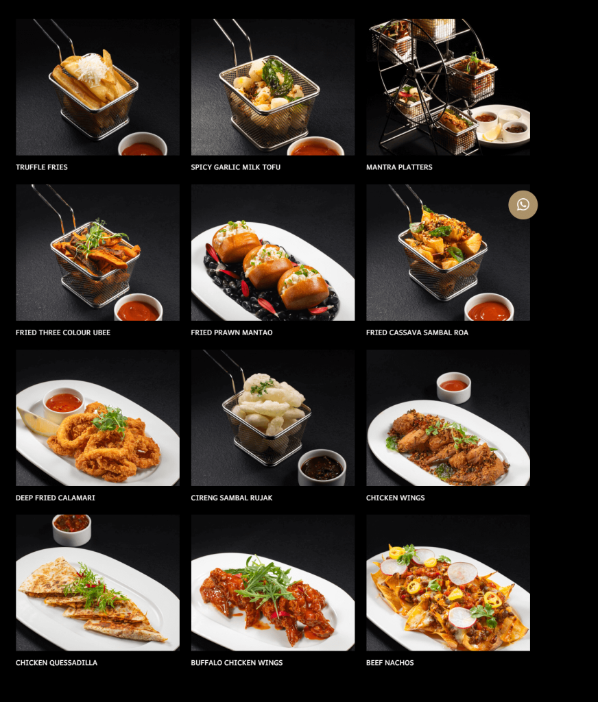 menu mantra pik appetizer