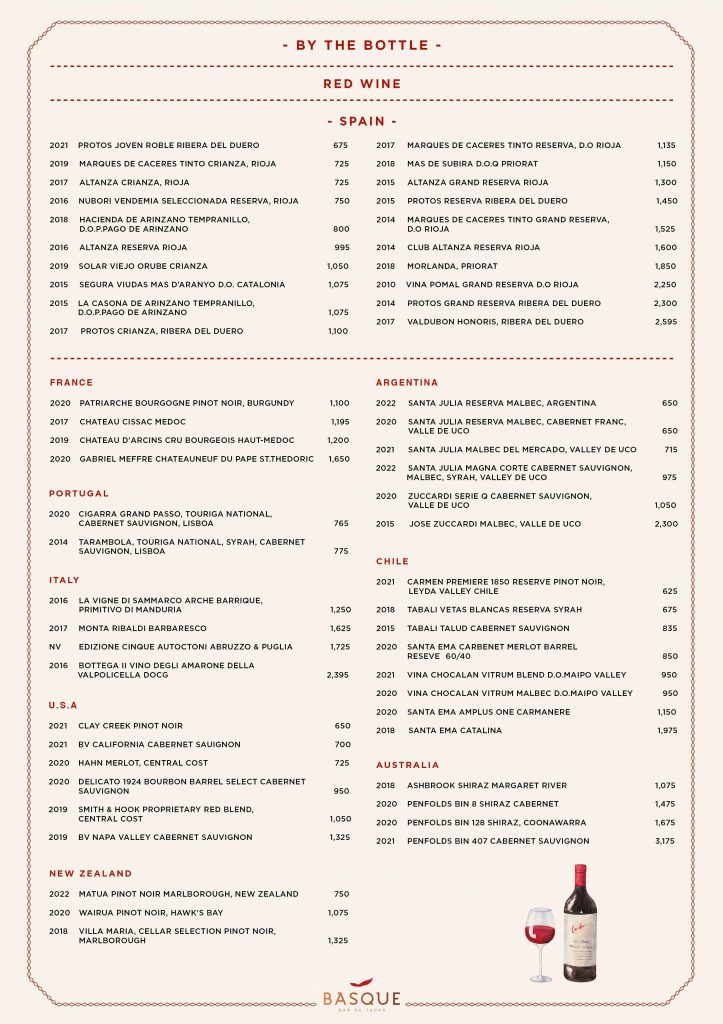 menu wine bar basque de tapas jakarta