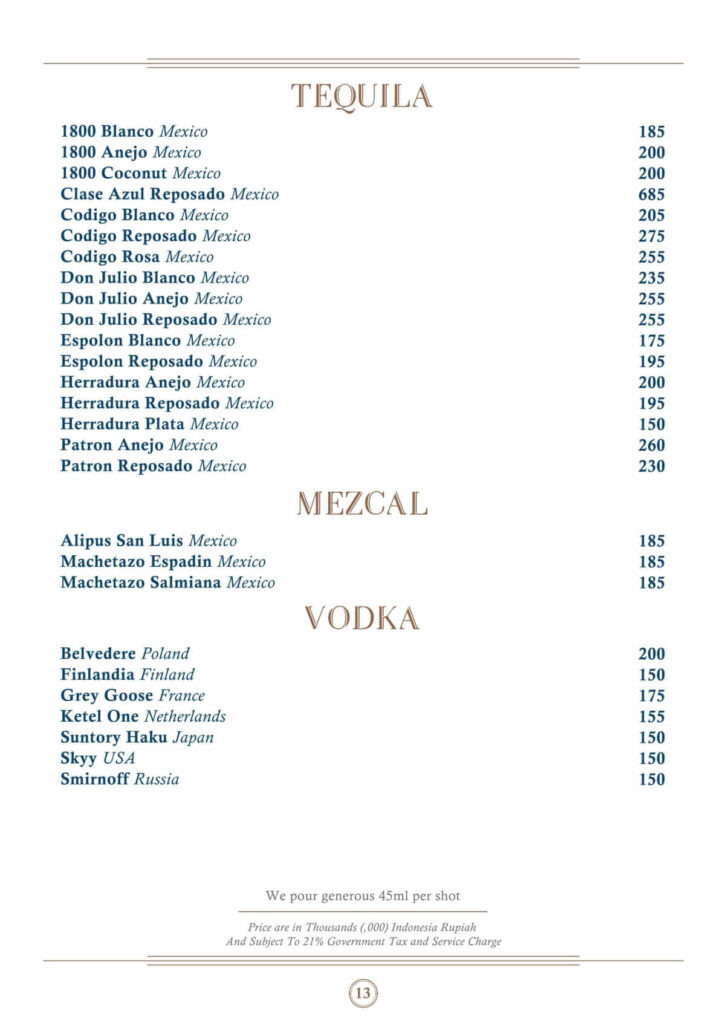 nautilus bar jakarta menu