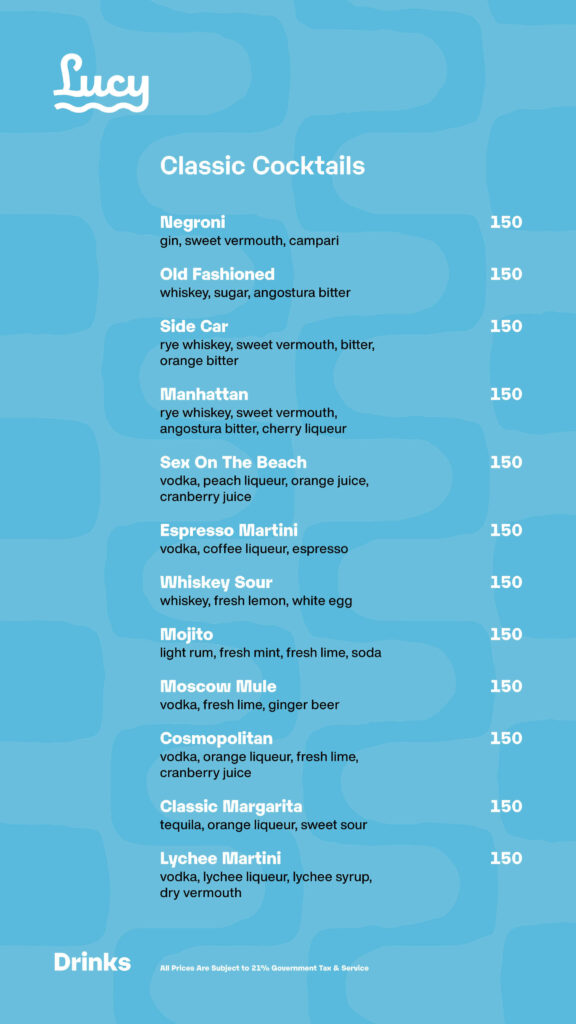 Lucy In The Sky Spark Menu Pricelist