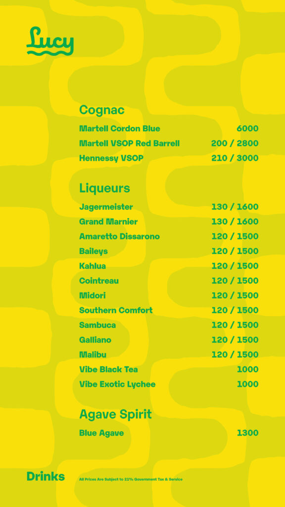 Lucy In The Sky Spark Menu Pricelist