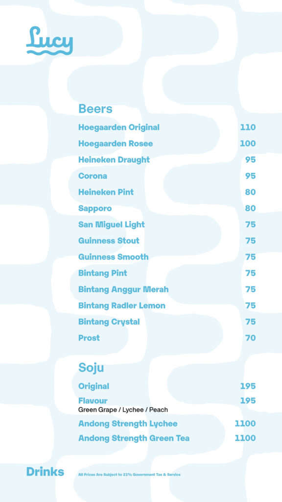 Lucy In The Sky Spark Menu Pricelist