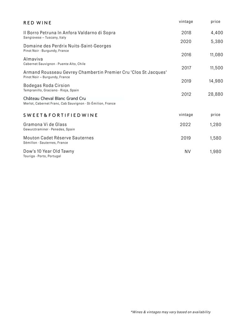 CHĀO CHÁO Beverages Menu