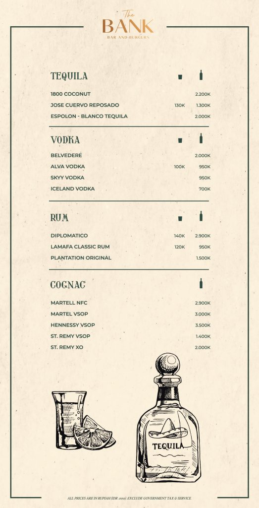 bar the bank menu & drink