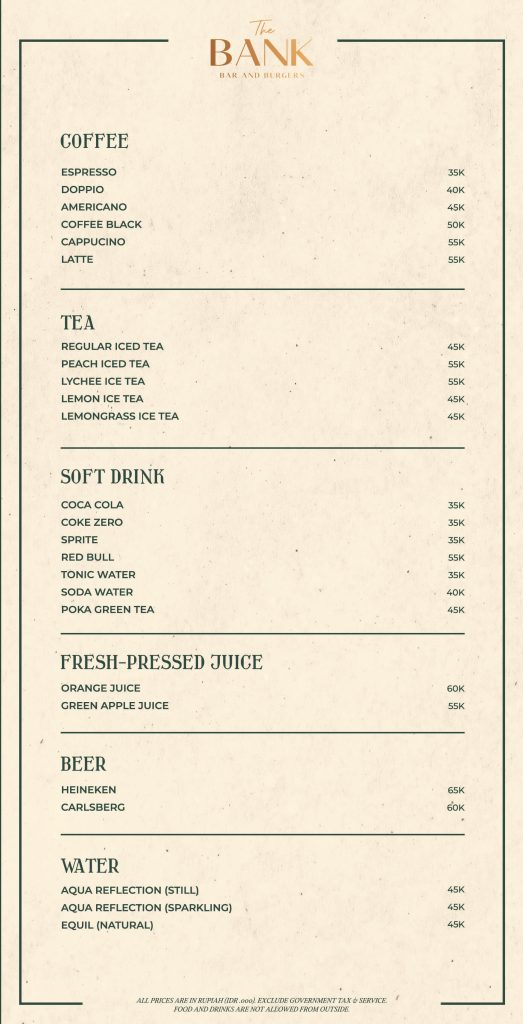 bar the bank menu & drink
