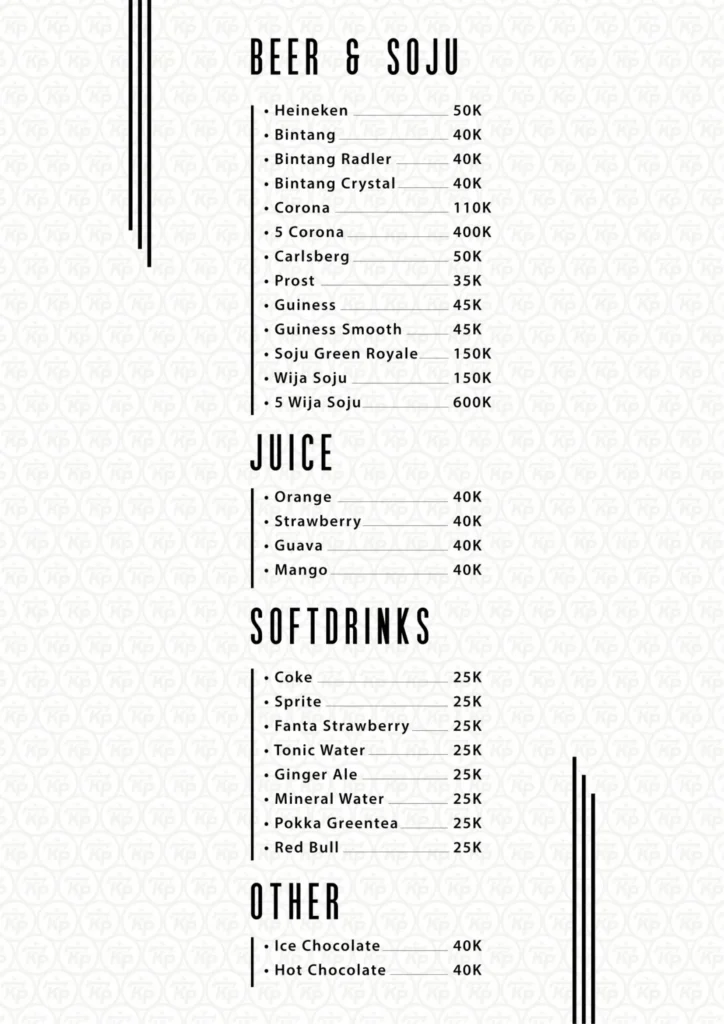 pendekar bar menu