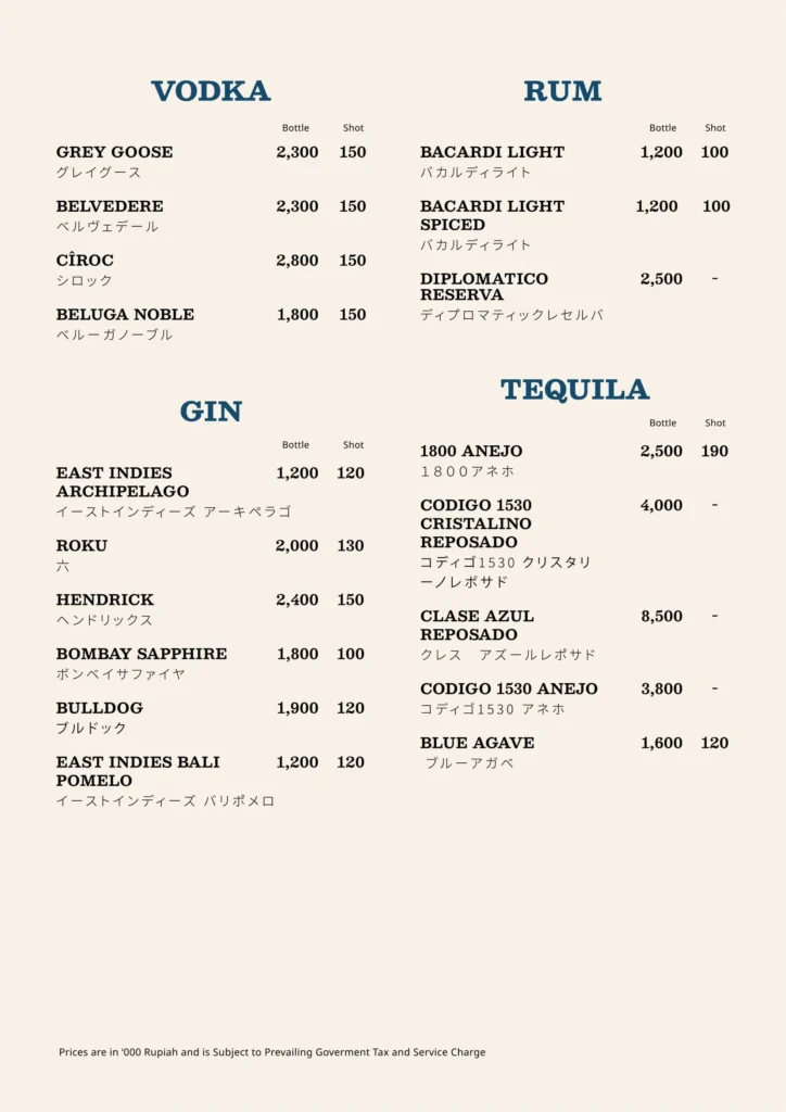 Casa Cuomo Jakarta Menu