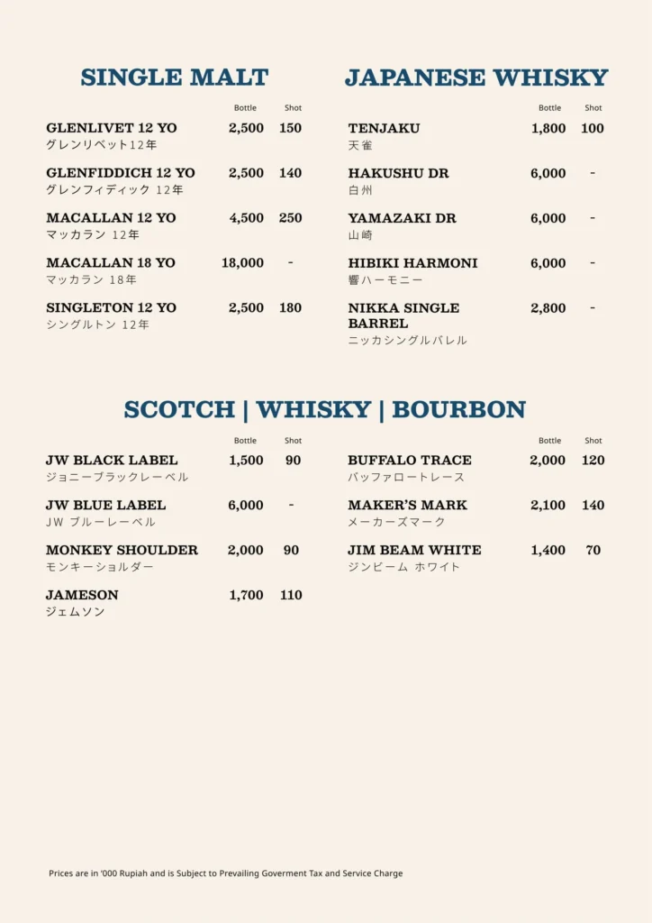 Casa Cuomo Jakarta Menu
