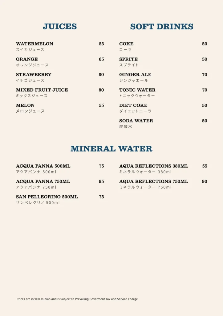 Casa Cuomo Jakarta Menu