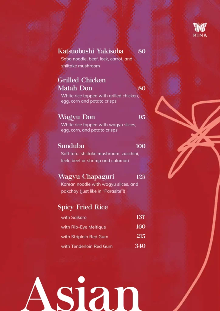 KINA Senopati's Menu