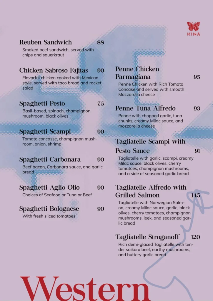 KINA Senopati's Menu