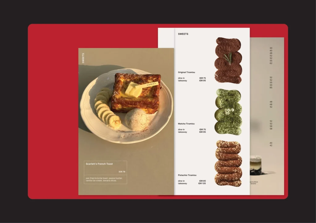 Scarlett's Cafe Menu