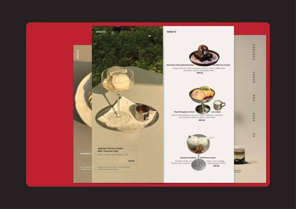 Scarlett's Cafe Menu