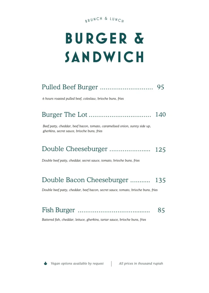 Six Ounces Coffee Menu Panglima Polim