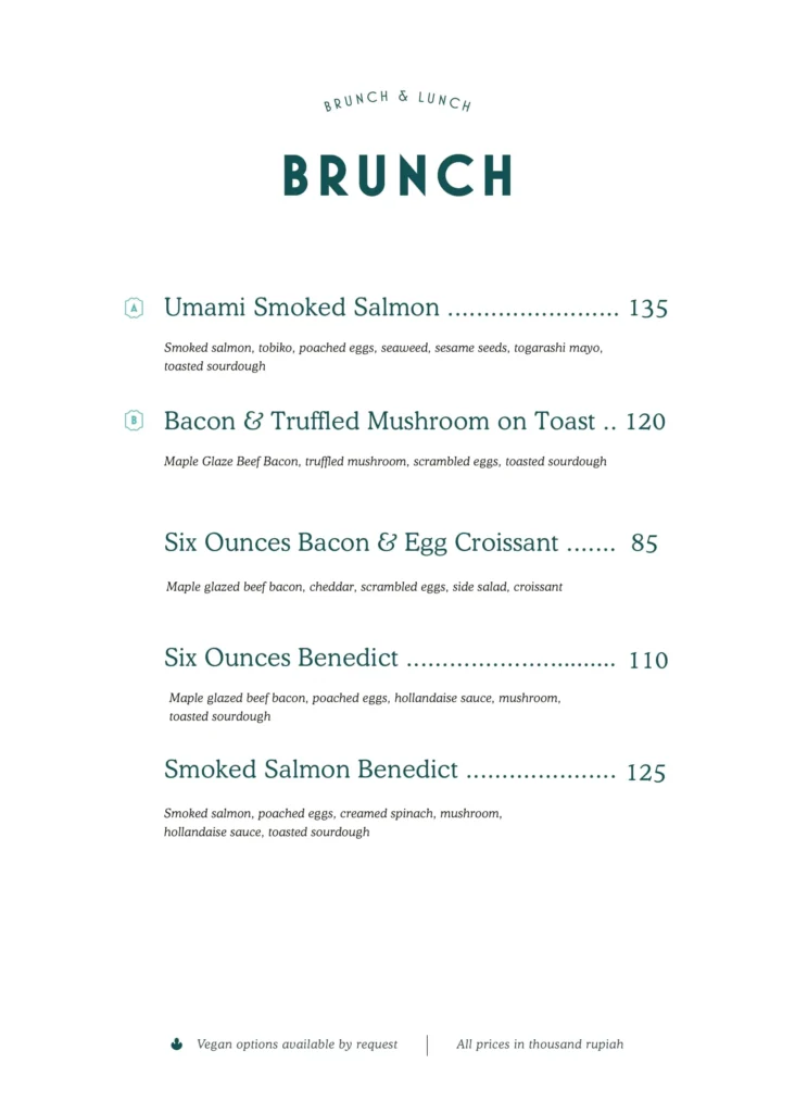 Six Ounces Coffee Menu Panglima Polim