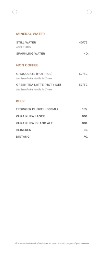 The Acre Jakarta Menu