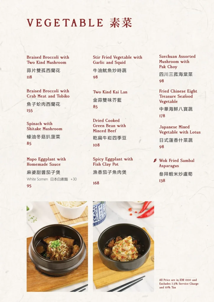 Twelve Chinese Dining Jakarta Menu