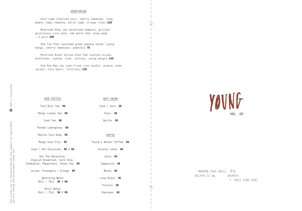 YOUNG Restaurant Menu