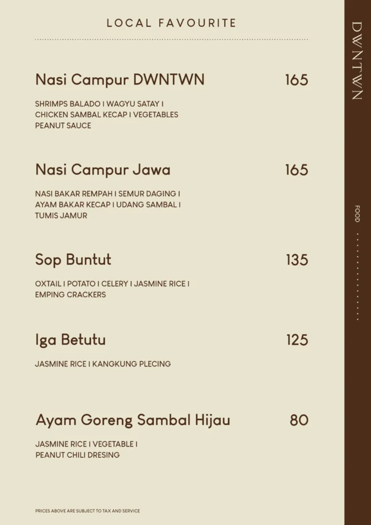 dwntwn plaju menu