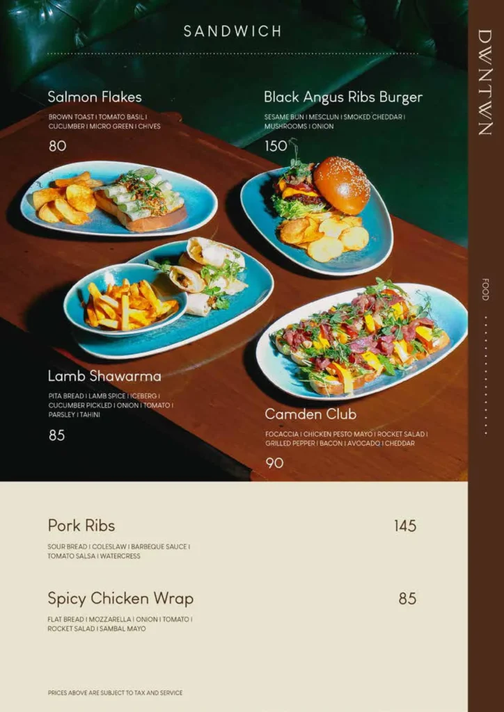 dwntwn plaju menu