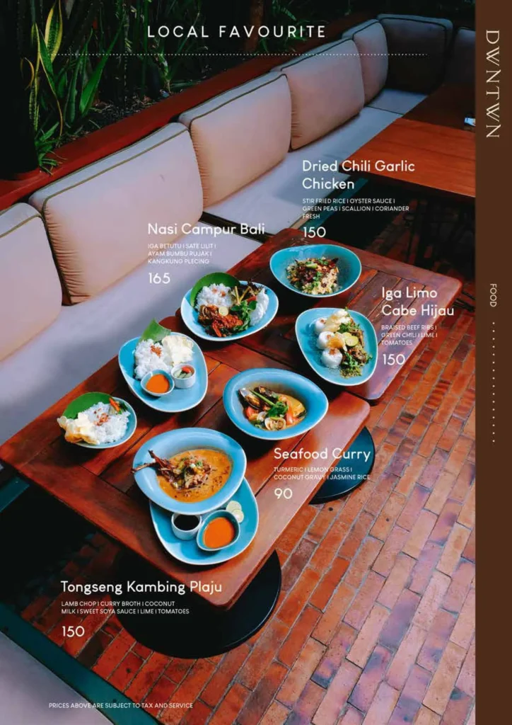 dwntwn plaju menu