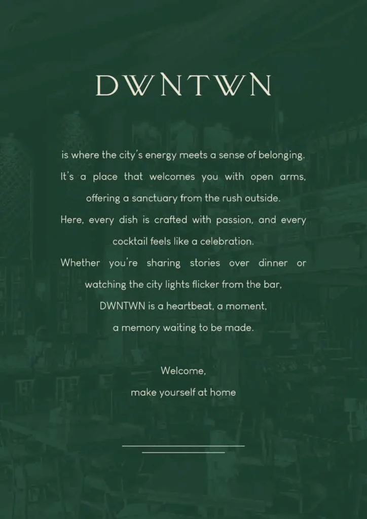 dwntwn plaju menu