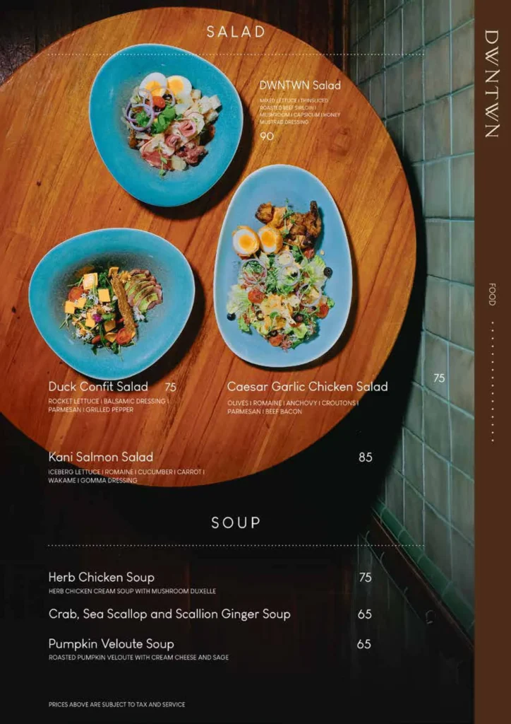 dwntwn plaju menu