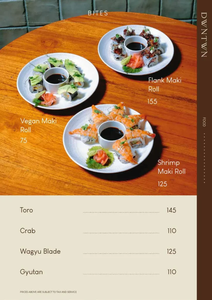 dwntwn plaju menu