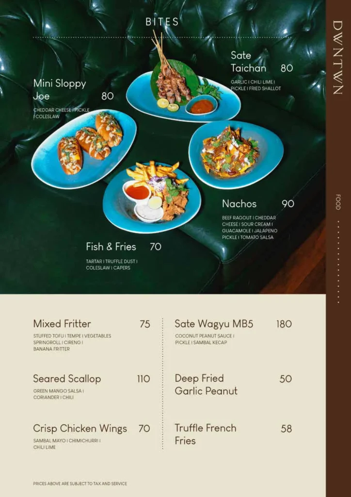 dwntwn plaju menu