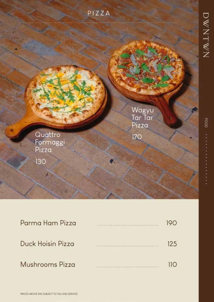 dwntwn plaju menu
