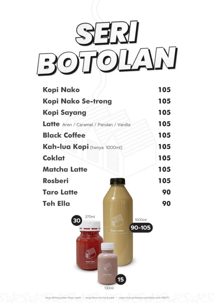 kopi nako menu