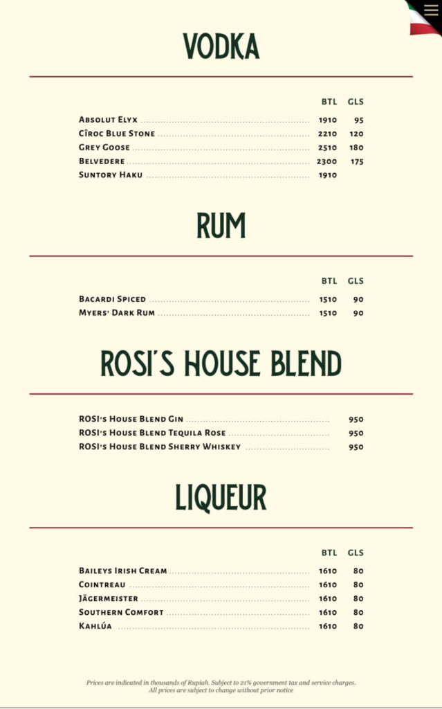 rosi senopati menu