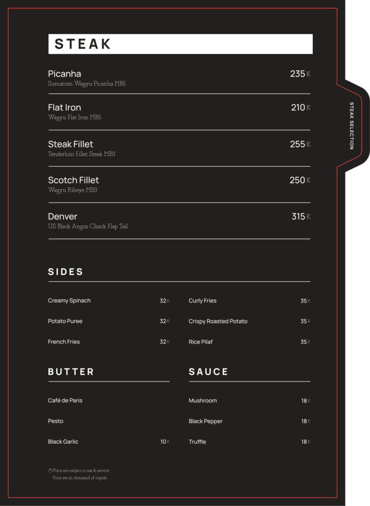Menu SLAB Wijaya Kebayoran Baru