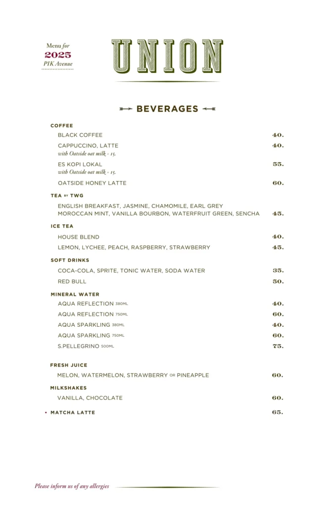 UNION PIK MENU