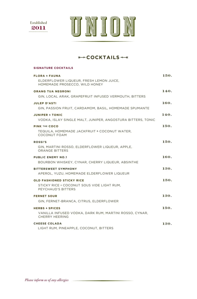 UNION PIK MENU