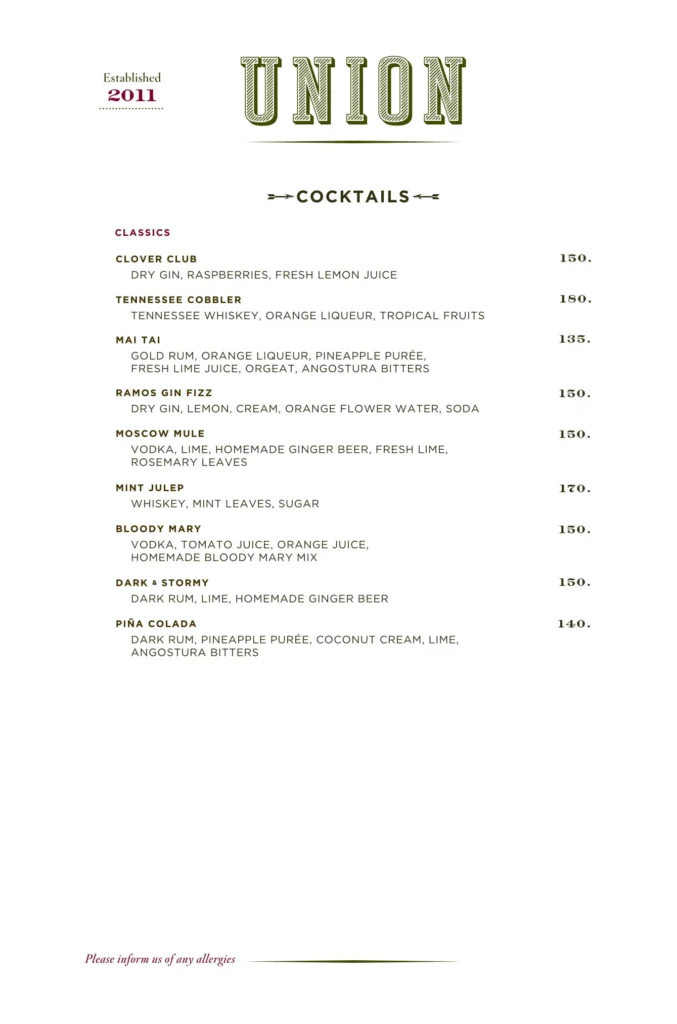 UNION PIK MENU