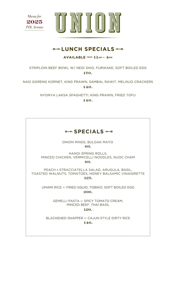 UNION PIK MENU
