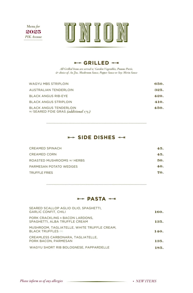 UNION PIK MENU