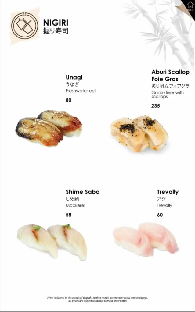 kenjiro jakarta menu