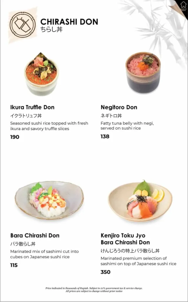 kenjiro jakarta menu