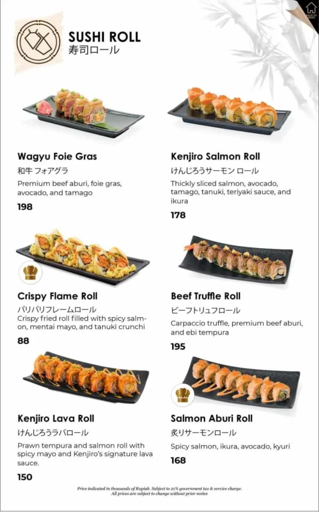 kenjiro jakarta menu