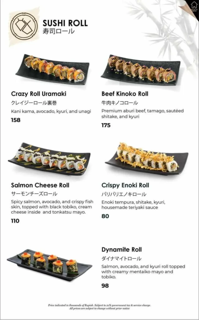 kenjiro jakarta menu