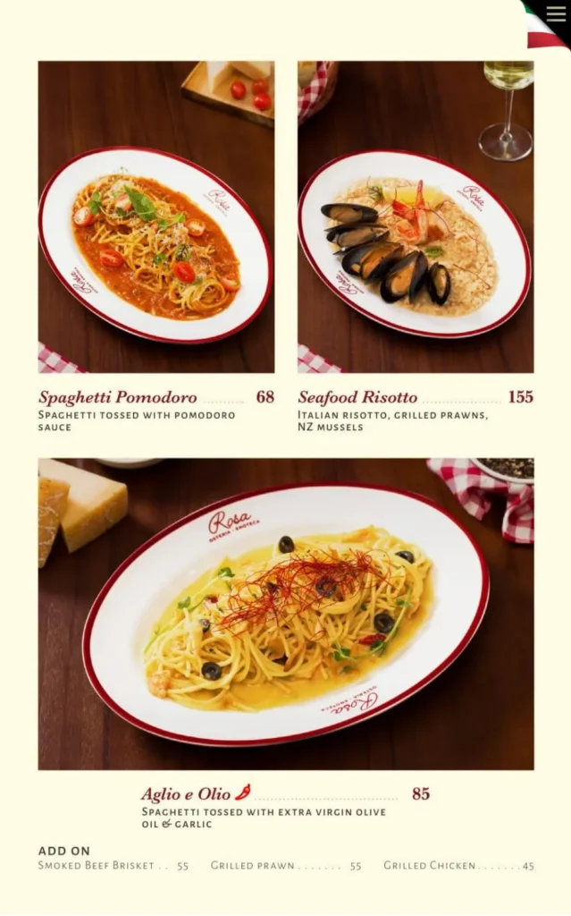 rosa osteria senopati menu