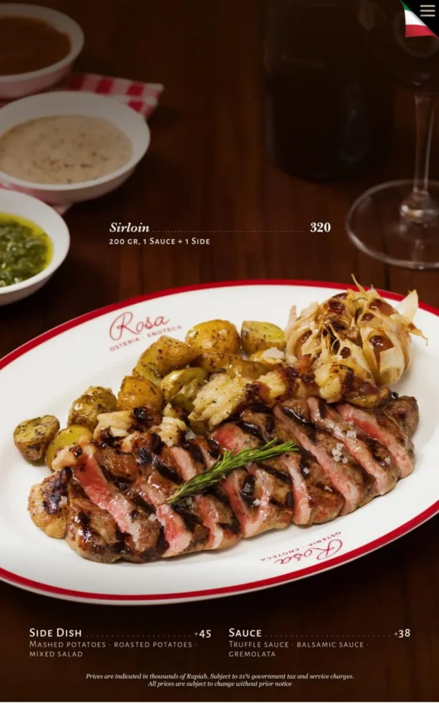 rosa osteria senopati menu