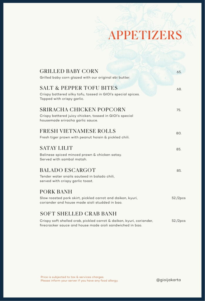 gioi senopati menu