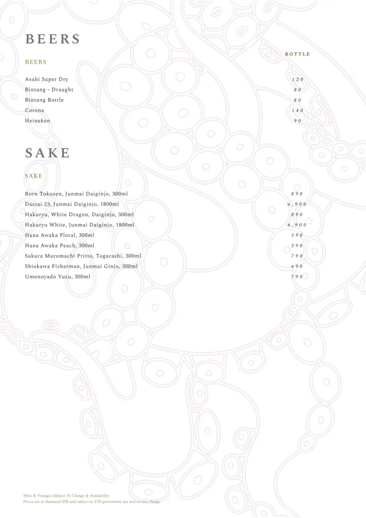 henshin bar jakarta menu
