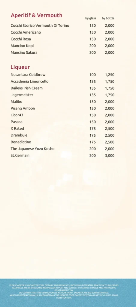 kita bar jakarta menu