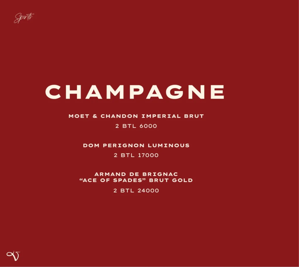 Velvet Social Club Jakarta Menu